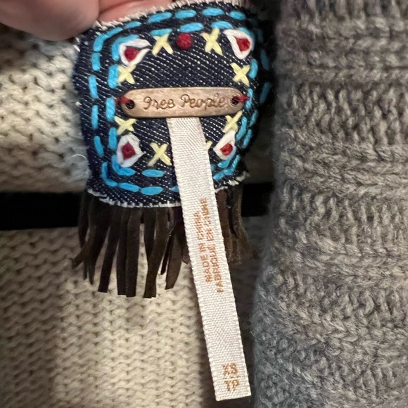 Free People xs Lambswool Aztec Tribal Knit Cardigan Sweater maxi vest - Picture 2 of 11